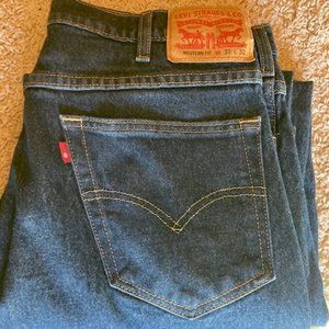 Levi's Men's Denim Jeans Western Fit W33 x L32 Dark Blue Wash Straight